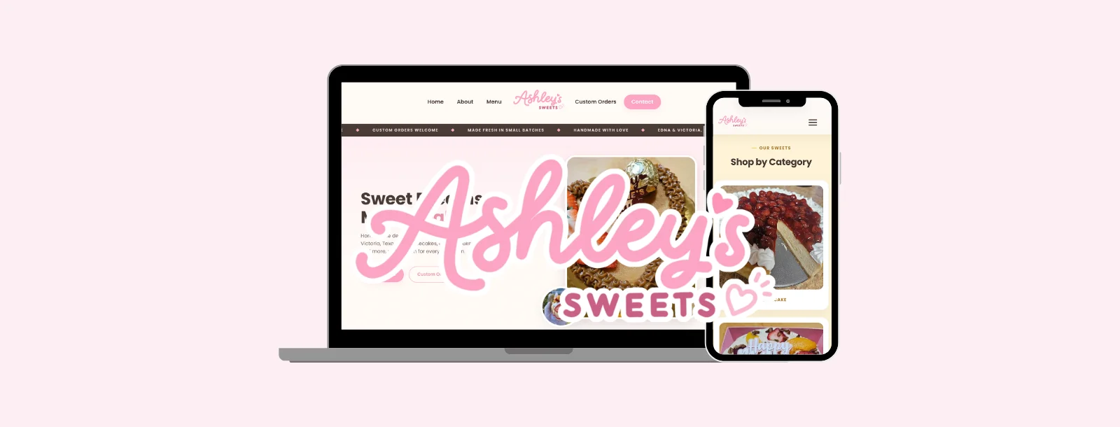 Ashley's Sweets website screenshot