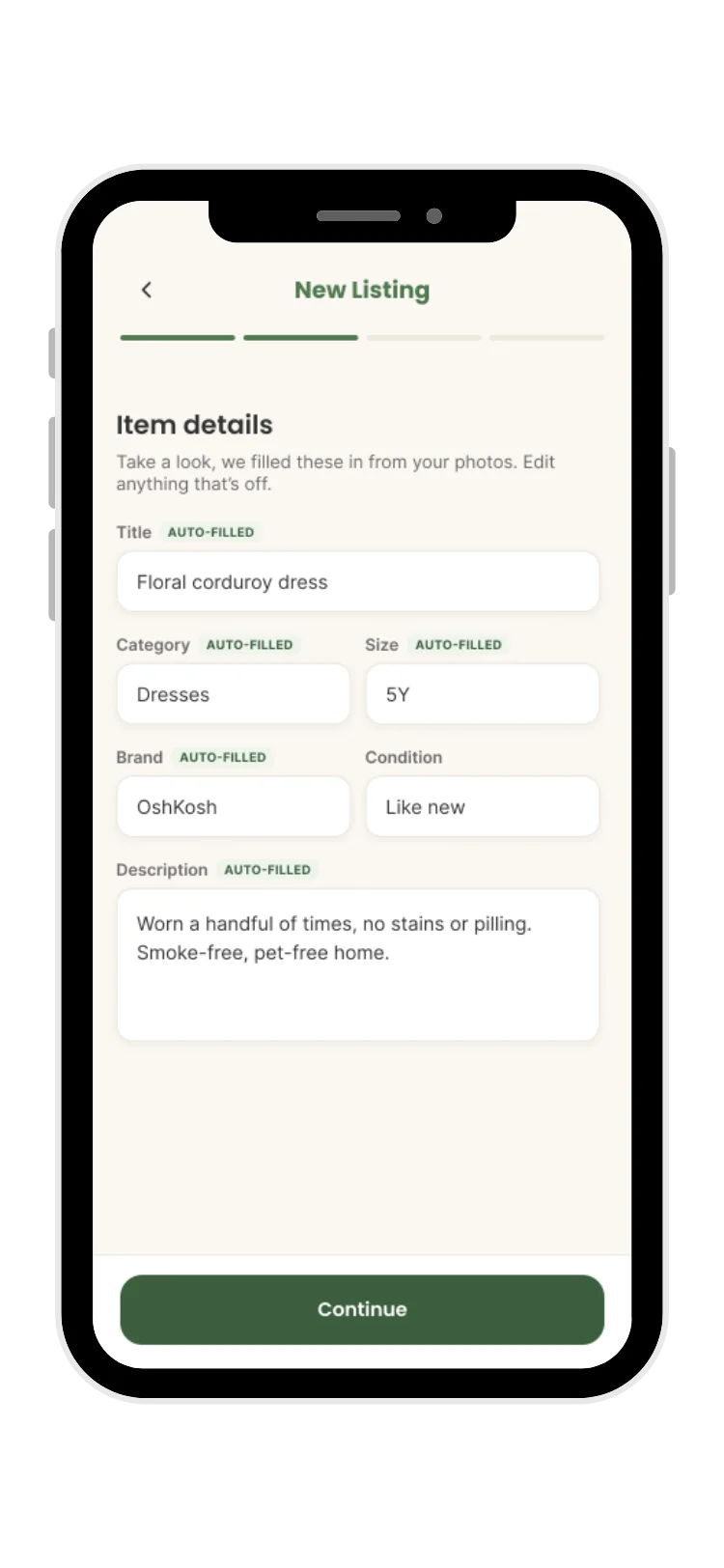 SproutLoop screen 10 — create a listing