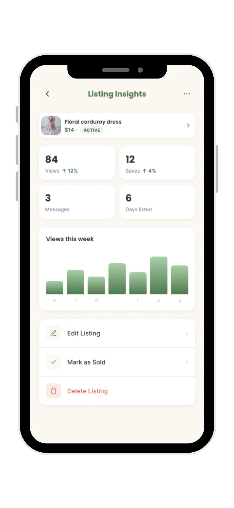 SproutLoop screen 7 — listing analytics
