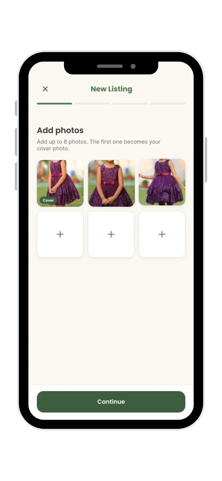 SproutLoop screen 9 — create a listing